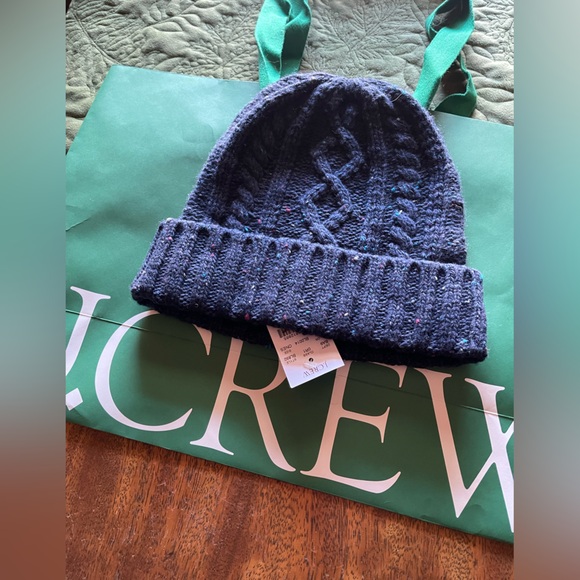 J. Crew NWT Navy Multicolor Wool Blend Beanie - Picture 2 of 4